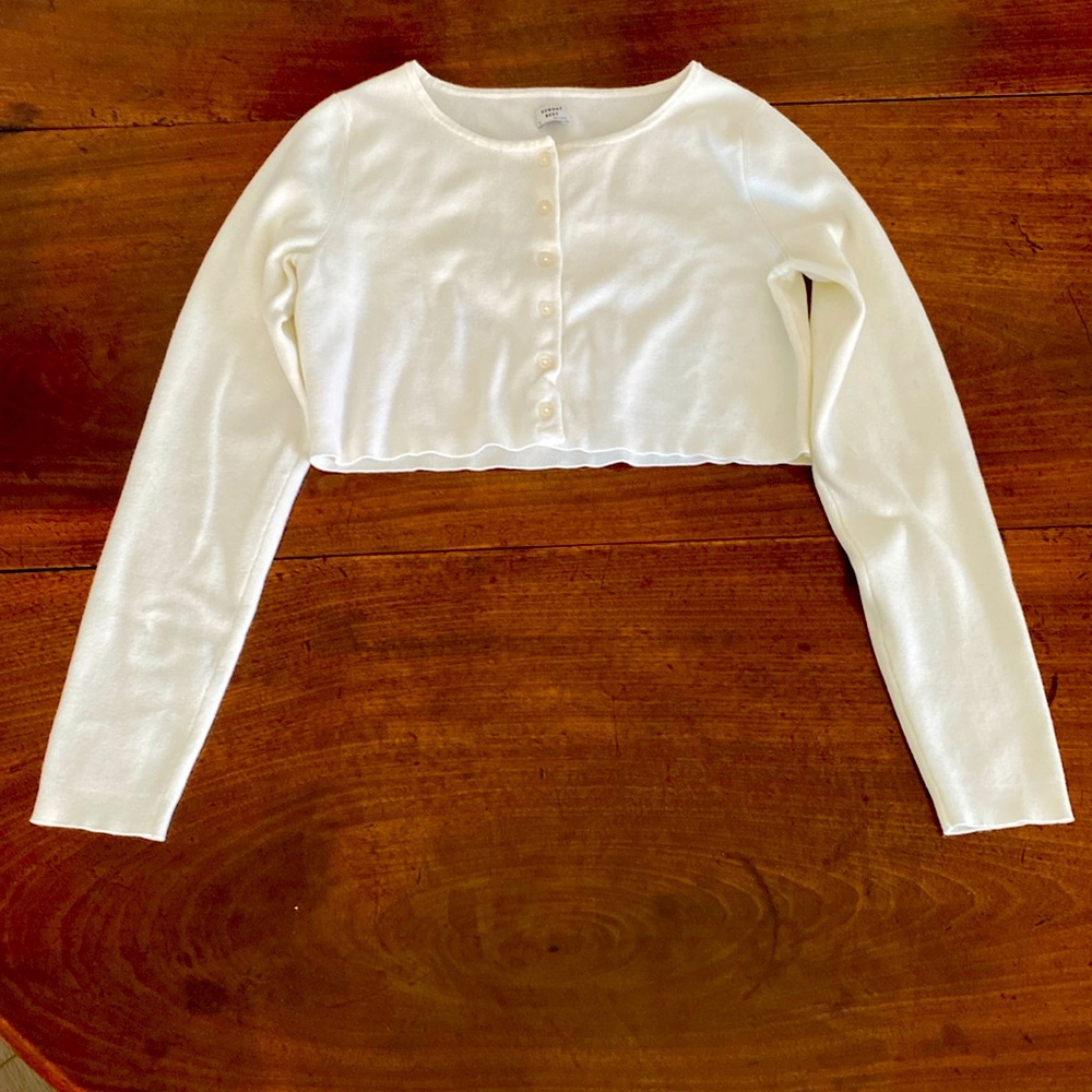 ARITZIA SUNDAY BEST cotton white cropped cardigan